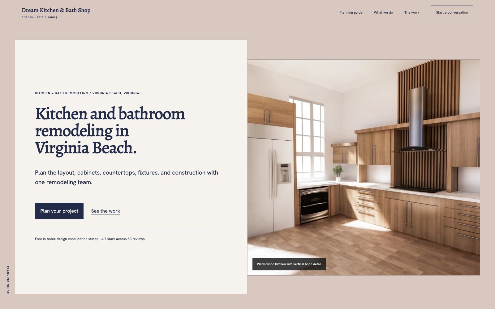The new Dream Kitchen And Bath Shop homepage concept