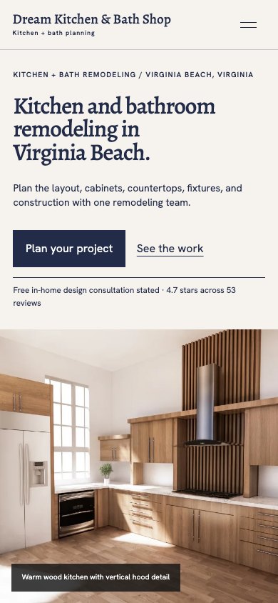 The new homepage on a phone