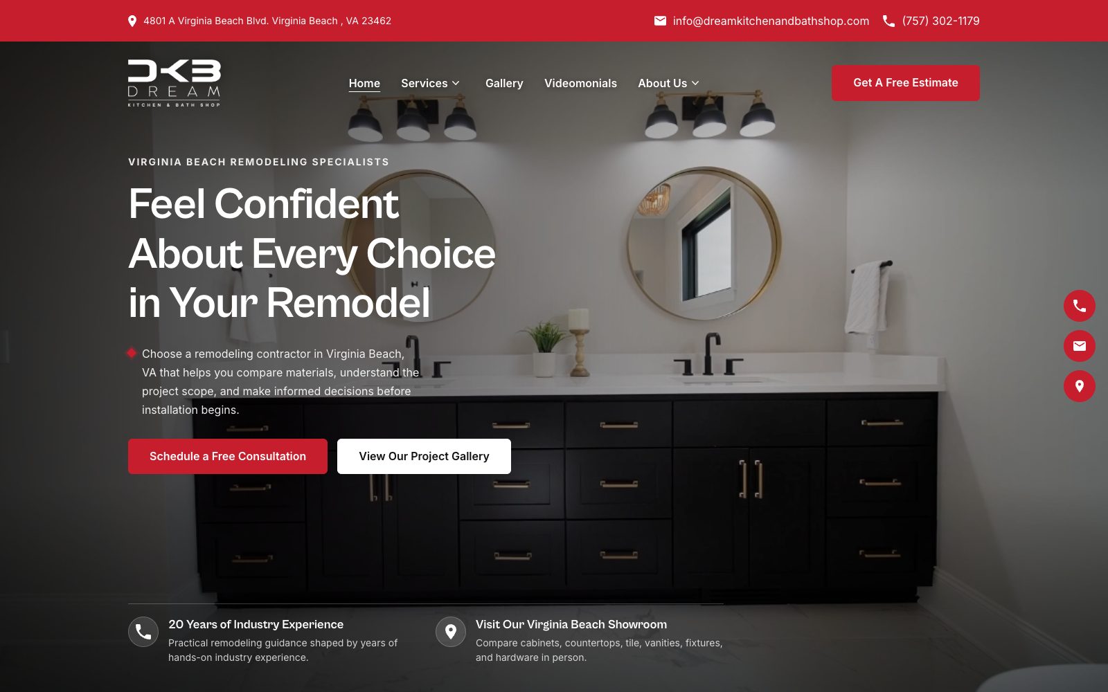 The current dreamkitchenbathcompany.com homepage