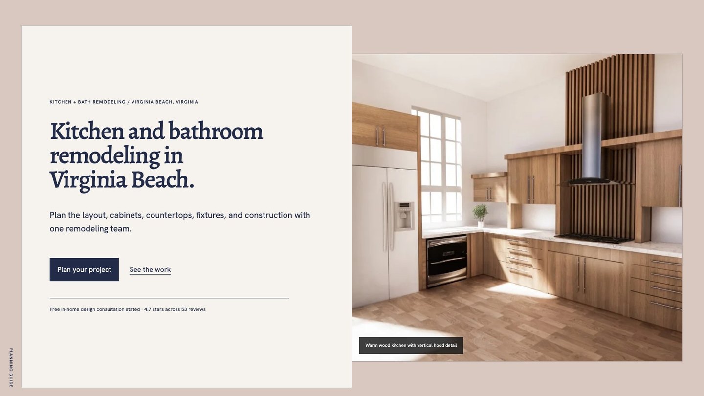 The opening section of the new homepage