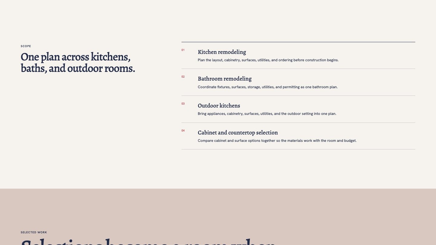 The service section of the new homepage